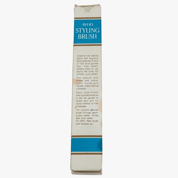 Avon Styling Hair Brush Turquoise Blue Thumb Grip New Old Stock Box Sealed